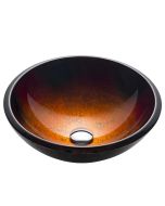 Red/Black/Gold Glass Vessel 17" Bathroom Sink