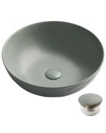 16 1/2" Round Vessel Ceramic Bathroom Sink in Gray with Pop-Up Drain