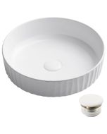 15 3/4" Round Vessel Ceramic Bathroom Sink in White with Pop-Up Drain