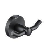 Bathroom Robe and Towel Double Hook in Matte Black