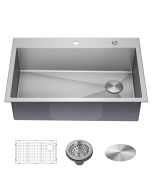 33" Drop-In/Top Mount 18 Gauge Stainless Steel Single Bowl Kitchen Sink