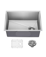 Fairlane 25” Undermount Single Bowl 18-gauge Stainless Steel Kitchen Sink with Accessories.