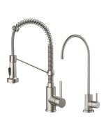 Commercial Style Pull-Down Kitchen Faucet and Water Filter Faucet Combo in Spot Free Stainless Steel