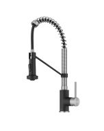 Commercial Style 2-Function Single Handle Pull Down Kitchen Faucet in Stainless Steel / Matte Black