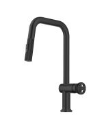Industrial Pull-Down Single Handle Kitchen Faucet in Matte Black