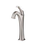 Single Handle Vessel Bathroom Faucet with Pop-Up Drain in Spot Free Stainless Steel