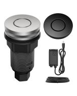 Garbage Disposal Air Switch Kit in SFS with Push Button in Matte Black & AC Adapter