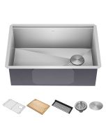 28" Undermount Workstation 16 Gauge Single Bowl Stainless Steel Kitchen Sink with Accessories