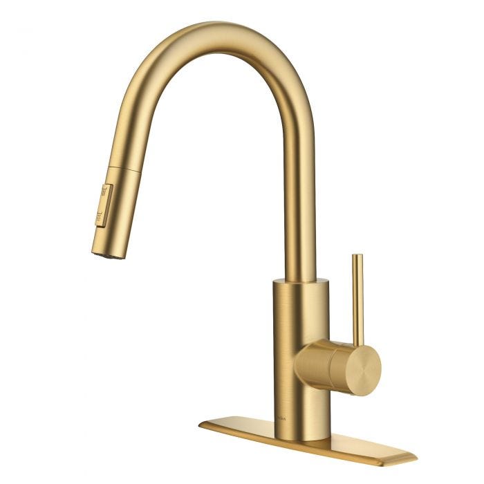 Buy Pull-Down Single Handle Kitchen Faucet In Brushed Brass