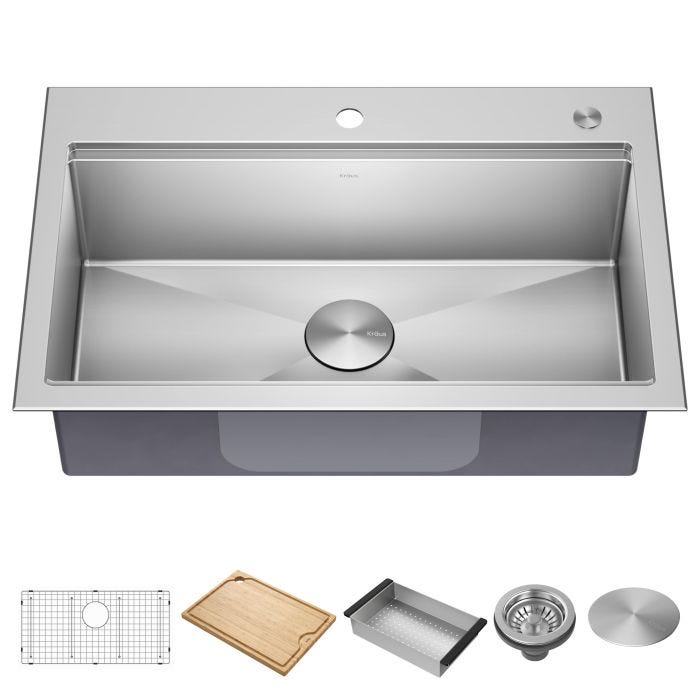 Stainless Steel Kitchen Sink Open Back Drainboard