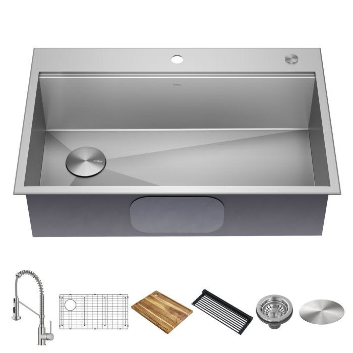 Kraus Workstation Stainless Steel Kitchen Sink Dish Drying Rack