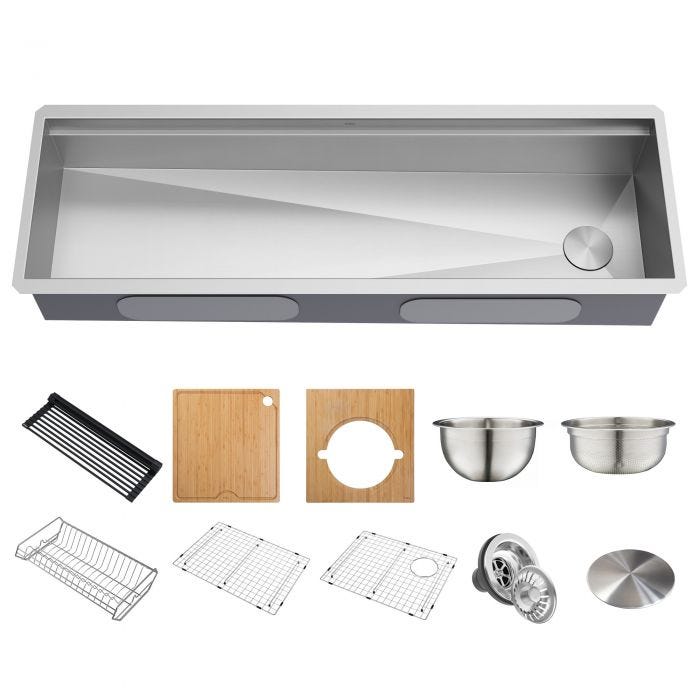 Kraus KWU110-36 Workstation Kitchen Sink With Accessories