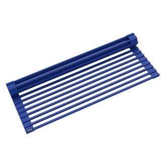 Workstation Multipurpose Over Sink Roll-Up Dish Drying Rack in Dark Blue