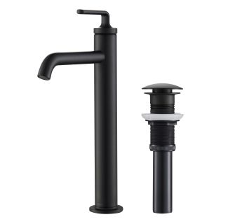 Single Handle Vessel Bathroom Faucet with Pop-Up Drain in Matte Black