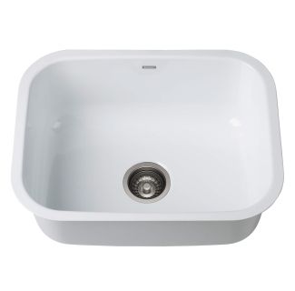 22" Undermount Porcelain Enameled Steel Single Bowl Kitchen Sink in White