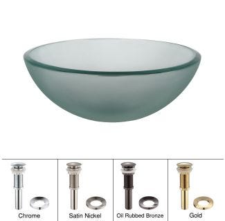 Frosted Glass Vessel 14" Bathroom Sink w/ Pop-Up Drain in Satin Nickel