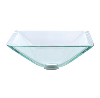 Clear Square Glass Vessel 16 1/2" Bathroom Sink