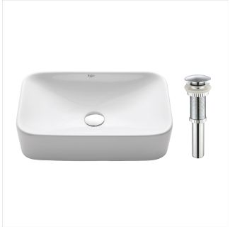 19" Rectangular Vessel Ceramic Bathroom Sink in White with Pop-Up Drain in Chrome