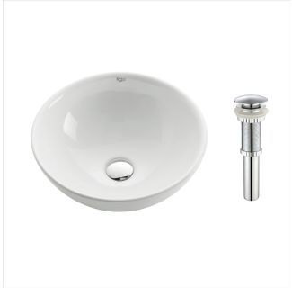 16" Round Vessel Ceramic Bathroom Sink in White with Pop-Up Drain in Chrome