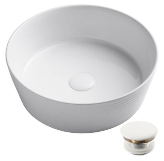 15 3/4" Round Vessel Ceramic Bathroom Sink in White with Pop Up Drain