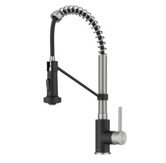 Commercial Style 2-Function Single Handle Pull Down Kitchen Faucet in Stainless Steel / Matte Black