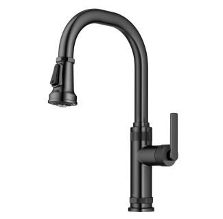 Industrial Pull-Down Single Handle Kitchen Faucet in Spot-Free Black Stainless Steel