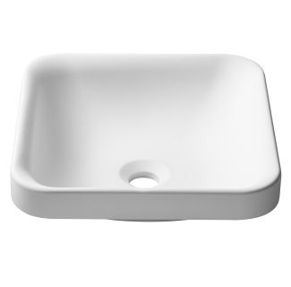 Square Semi-Recessed 14.6" x 15" Solid Surface Bathroom Sink in Matte White