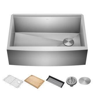 30" Farmhouse Workstation 16 Gauge Single Bowl Stainless Steel Kitchen Sink with Accessories